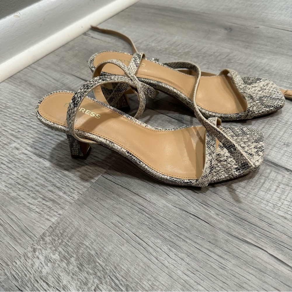 Snakeskin kitten heel sandals